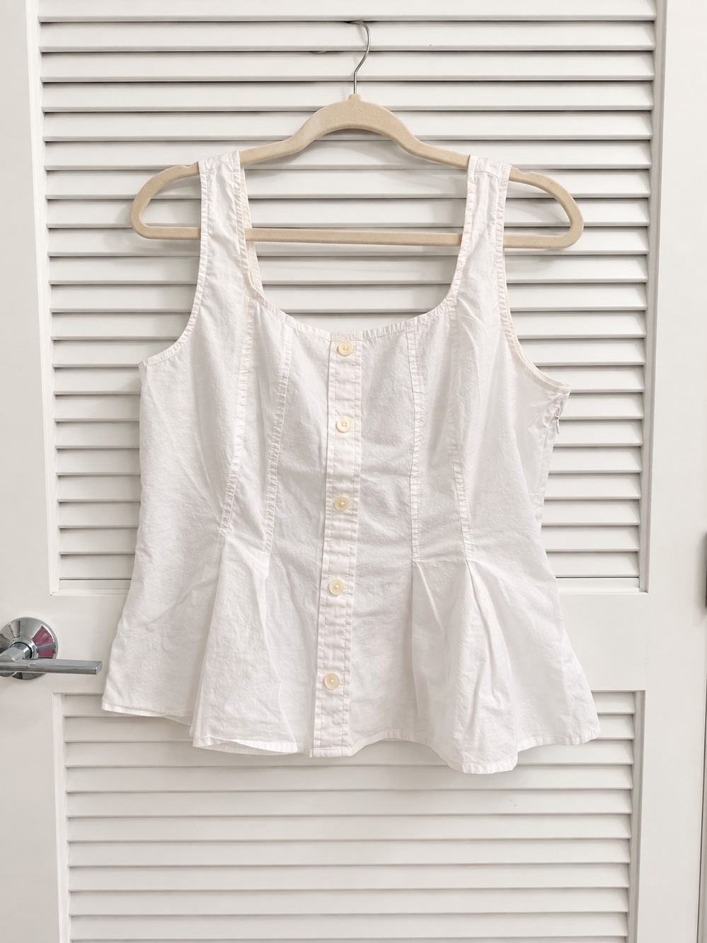 J.Crew White Button Front Peplum Tank Top Size 14